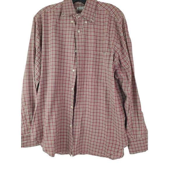 LORO PIANA Shirt Mens Large Red Plaid Long Sleeve Button Made in Italy - Picture 1 of 10